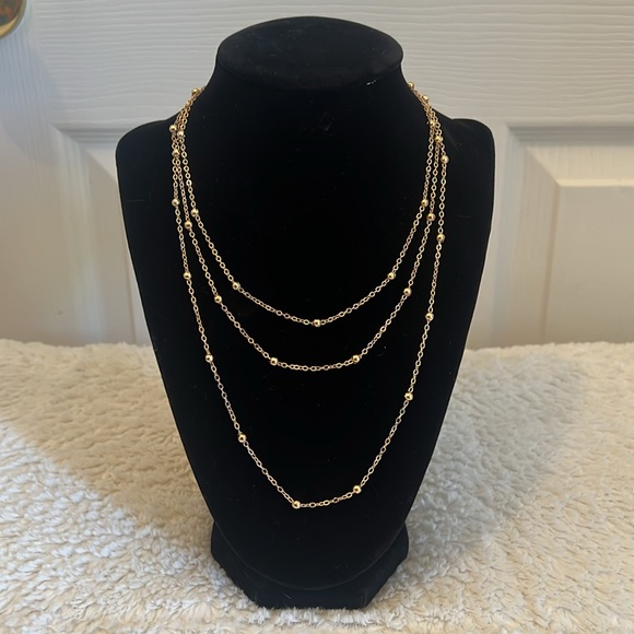 3 Layered Beaded Chain Necklace - Picture 2 of 4